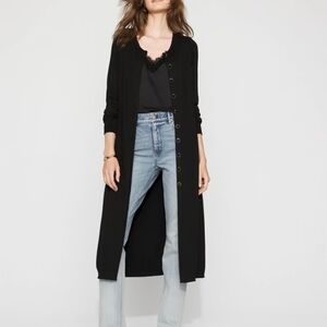 Brooks Brothers Long Wool Black Button-Up Cardigan Size L